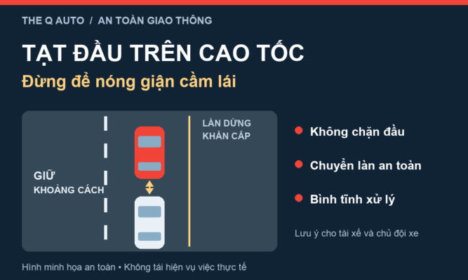 Minh họa tạt đầu trên cao tốc và lưu ý giữ khoảng cách, chuyển làn an toàn cho tài xế